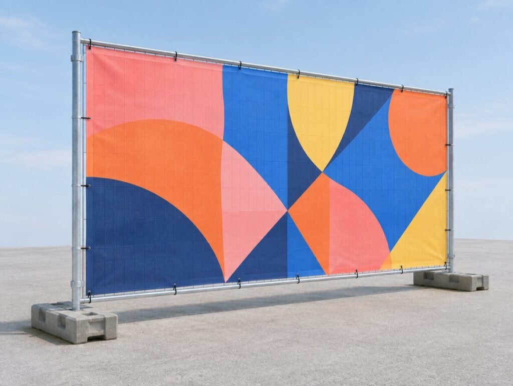 Bedrukt bouwhekdoek op bouwhek