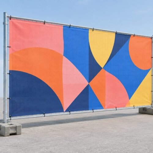 Bedrukt bouwhekdoek op bouwhek